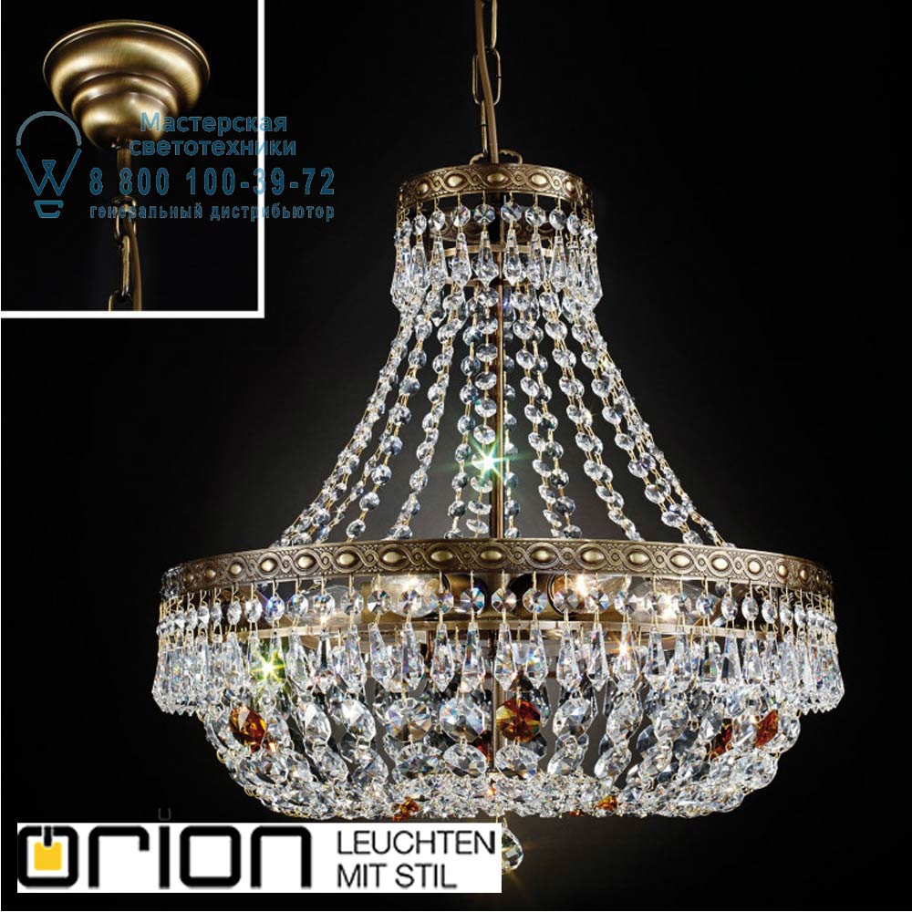 orion leuchten LU 2328/6/45 Patina Sheraton chandelier, 45cm, antique brass finish люстра