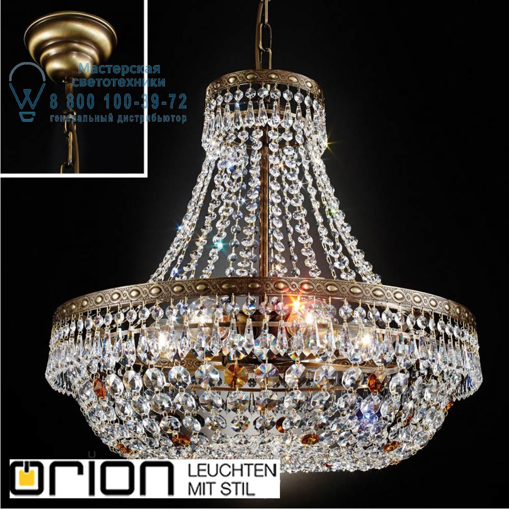 orion leuchten LU 2328/6/55 Patina Sheraton chandelier, 55cm, antique brass finish светильник