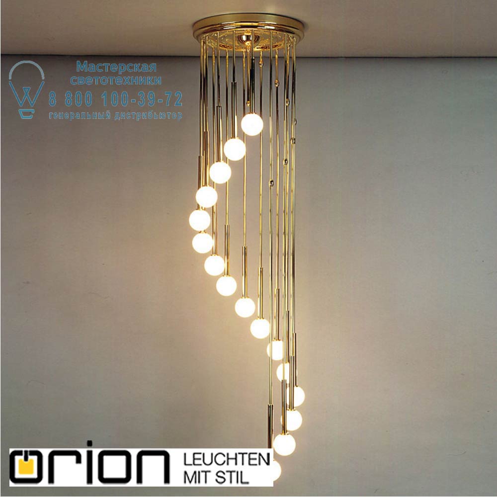 orion leuchten DLU 2337/16/44 gold/426 Spiral chandelier with opal glasses, 16 lamps, 24K gold plated светильник