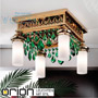 Иконка orion leuchten DLU 1704/4 gold/Pendel grün ORIONtal ceiling light, 4 lampholders, 24K gold plated & green crystal drops потолочный светильник