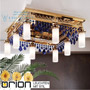 Иконка orion leuchten DLU 1704/8 gold/Pendel blau ORIONtal ceiling light, 8 lampholders, 24K gold plated & blue crystal drops потолочный светильник