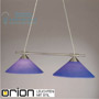 Иконка orion leuchten HL 6-1405/2 satin/446 blau Artdesign double penant lamp, satin chrome finish & blue glass shades светильник