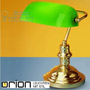 Иконка orion leuchten LA 4-587/1 MS/grün Bankers Lamp, Shiny Brass finish & green glass shade настольная лампа