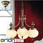 Иконка orion leuchten LU 1320/3+1 Patina/328 champ matt Wiener Nostalgie Chandelier, 3+1 lamps, antique brass finish, downwards, champagne coloured glasses светильник
