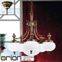 Иконка orion leuchten LU 1320/5+1 Patina/328, 329 opal matt Wiener Nostalgie Chandelier, 5+1 lamps, antique brass finish, downwards, matt opal glasses светильник
