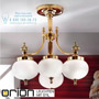 Иконка orion leuchten LU 1321/3+1 MS/328 opal matt Wiener Nostalgie ceiling light, 3+1 lamps, shiny brass finish, matt opal glasses светильник