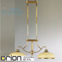 Иконка orion leuchten LU 1525/2 Patina/413 champ/Patina Landhaus double pendant, Antique Brass finish with champagne coloured glasses светильник