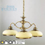 Иконка orion leuchten LU 1525/3 Patina/412 champ/Patina Landhaus Chandelier, 3 lamps, Antique Brass finish with champagne coloured glasses светильник