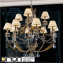 Иконка orion leuchten LU 2406/8+4 silber-go/2406 Organza/champ Miramare chandelier, silver-gold finish, 8+4 lamps, with champagne organza shades светильник
