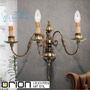 Иконка orion leuchten WA 2-349/3 Patina Wall Light flemish style, 3 lamps, antique brass finish светильник
